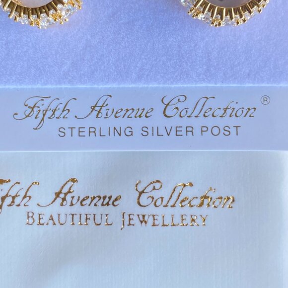 FAC Gold Tone Cubic Zirconia Huggie Hoop Earrings NWT - Picture 7 of 10